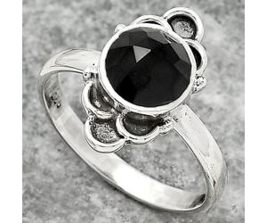 Faceted Natural Black Onyx - Brazil Ring size-8.5 SDR162102 R-1104, 8x8 mm
