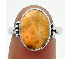 Natural Coral Jasper Ring size-7.5 SDR162133 R-1091, 10x14 mm