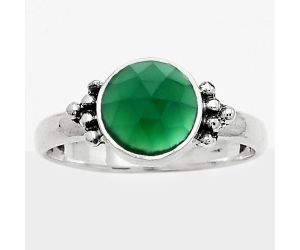Faceted Natural Green Onyx Ring size-7 SDR162143 R-1091, 8x8 mm