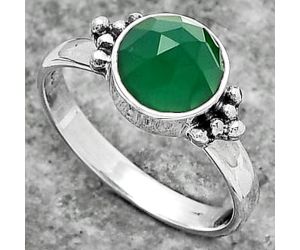 Faceted Natural Green Onyx Ring size-7 SDR162143 R-1091, 8x8 mm