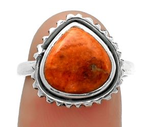 Natural Red Sponge Coral Ring size-7 SDR162160 R-1192, 12x12 mm