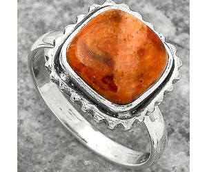 Natural Red Sponge Coral Ring size-8.5 SDR162161 R-1192, 11x11 mm