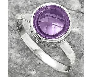 Faceted Natural Amethyst - Brazil Ring size-8 SDR162212 R-1191, 9x9 mm