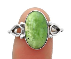 Dendritic Chrysoprase - Africa 925 Sterling Silver Ring s.9 Jewelry SDR162221 R-1224, 10x16 mm