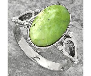 Dendritic Chrysoprase - Africa 925 Sterling Silver Ring s.9 Jewelry SDR162221 R-1224, 10x16 mm