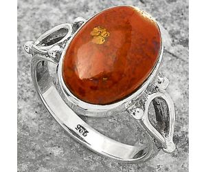 Natural Red Moss Agate Ring size-7.5 SDR162245 R-1224, 10x15 mm