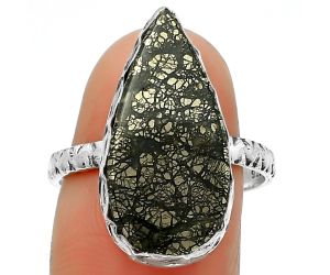 Natural Nipomo Marcasite Agate Ring size-8.5 SDR162409 R-1191, 11x21 mm