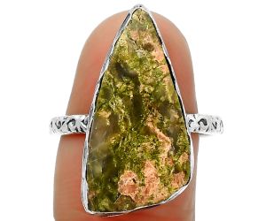 Natural Unakite Ring size-8.5 SDR162414 R-1191, 12x24 mm