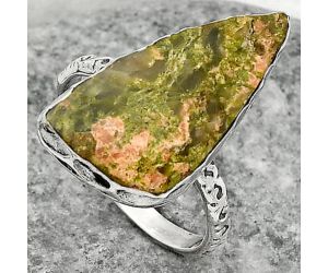Natural Unakite Ring size-8.5 SDR162414 R-1191, 12x24 mm