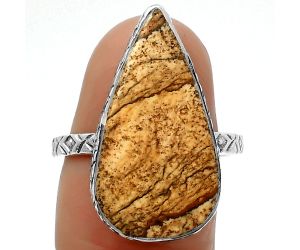 Natural Picture Jasper Ring size-8 SDR162443 R-1191, 12x23 mm
