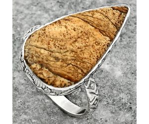 Natural Picture Jasper Ring size-8 SDR162443 R-1191, 12x23 mm