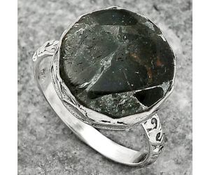 Natural Obsidian And Zinc Ring size-8.5 SDR162488 R-1191, 15x15 mm