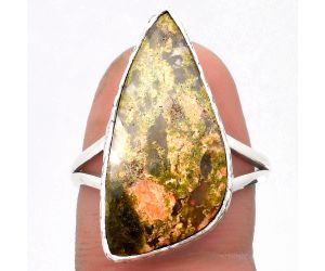 Natural Unakite Ring size-9 SDR162536 R-1191, 12x25 mm