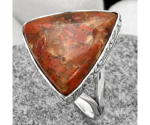 Natural Red Brecciated Jasper Ring size-9 SDR162556 R-1191, 17x21 mm
