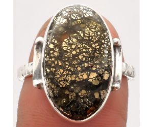 Natural Nipomo Marcasite Agate Ring size-8 SDR162579 R-1193, 11x20 mm