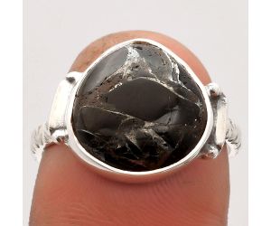 Natural Obsidian And Zinc Ring size-8 SDR162608 R-1193, 13x13 mm