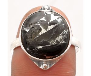 Natural Obsidian And Zinc Ring size-9 SDR162647 R-1194, 14x14 mm