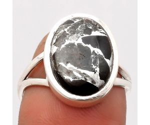 Natural Obsidian And Zinc Ring size-8.5 SDR162742 R-1005, 11x15 mm