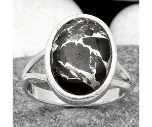 Natural Obsidian And Zinc Ring size-8.5 SDR162742 R-1005, 11x15 mm
