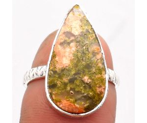 Natural Unakite Ring size-7 SDR162783 R-1191, 11x22 mm
