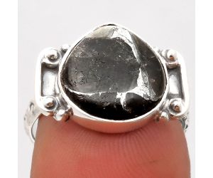 Natural Obsidian And Zinc Ring size-7 SDR162846 R-1121, 12x12 mm