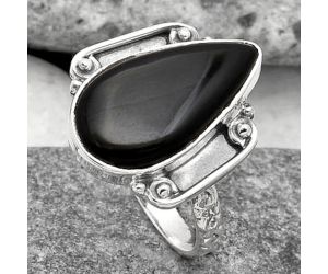 Natural Black Onyx - Brazil Ring size-7 SDR162849 R-1121, 10x18 mm