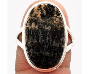 Natural Russian Honey Dendrite Opal Ring size-8 SDR162986 R-1008, 13x22 mm