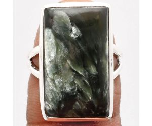 Natural Russian Seraphinite Ring size-7 SDR162991 R-1002, 13x22 mm