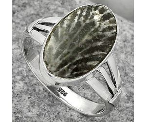 Natural Stingray Coral Ring size-9 SDR163273, 10x17 mm