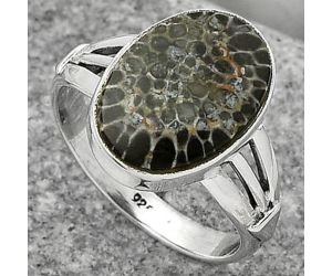 Natural Stingray Coral Ring size-8 SDR163275, 11x15 mm
