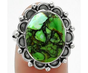 Natural Green Matrix Turquoise Ring size-8 SDR163373 R-1092, 12x16 mm
