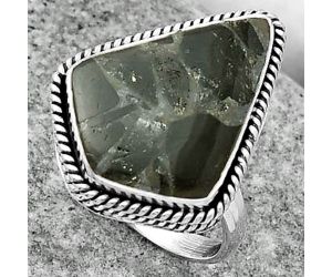 Natural Obsidian And Zinc Ring size-8 SDR163402 R-1009, 15x20 mm