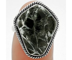 Natural Obsidian And Zinc Ring size-8 SDR163423 R-1009, 15x20 mm