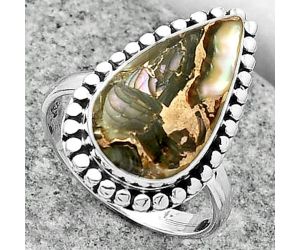 Natural Copper Abalone Shell Ring size-8 SDR163443 R-1071, 10x19 mm