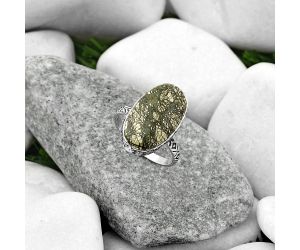 Natural Nipomo Marcasite Agate Ring size-9 SDR163533 R-1191, 12x21 mm