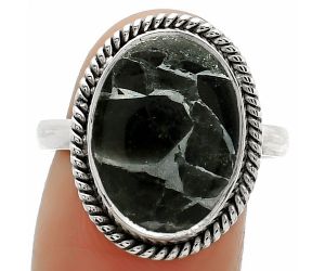 Natural Obsidian And Zinc Ring size-9 SDR163664 R-1009, 12x16 mm