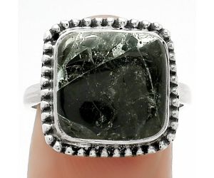Natural Obsidian And Zinc Ring size-8 SDR163695 R-1071, 12x12 mm