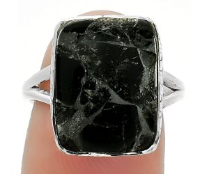 Natural Obsidian And Zinc Ring size-7.5 SDR163976 R-1191, 12x16 mm