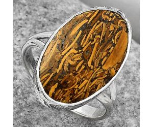 Natural Coquina Fossil Jasper - India Ring size-8 SDR163993 R-1191, 13x21 mm