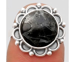 Natural Obsidian And Zinc Ring size-7 SDR164020 R-1092, 12x12 mm