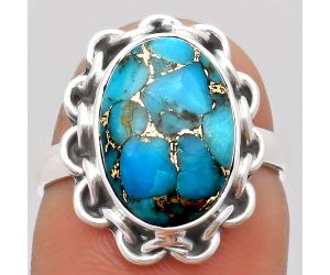 Copper Blue Turquoise - Arizona Ring size-7 SDR164088 R-1093, 10x14 mm