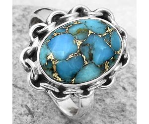 Copper Blue Turquoise - Arizona Ring size-7 SDR164088 R-1093, 10x14 mm