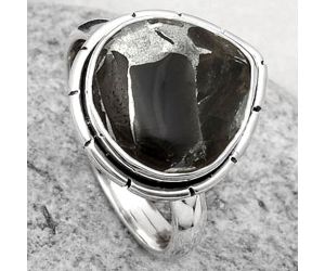 Natural Obsidian And Zinc Ring size-7 SDR164108 R-1011, 13x13 mm