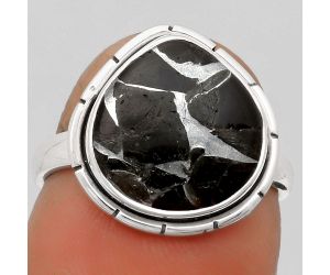 Natural Obsidian And Zinc Ring size-7 SDR164147 R-1011, 12x12 mm