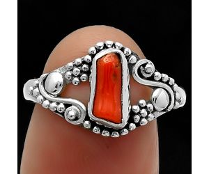 Natural Coral Stick Ring size-8 SDR164276, 4x8 mm