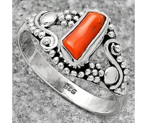 Natural Coral Stick Ring size-8 SDR164276, 4x8 mm