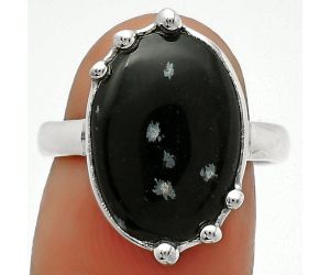 Natural Snow Flake Obsidian Ring size-7.5 SDR164662 R-1506, 12x16 mm