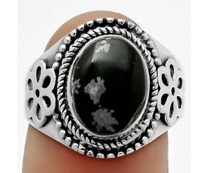 Natural Snow Flake Obsidian Ring size-7.5 SDR164707 R-1541, 8x11 mm
