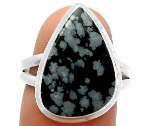 Natural Snow Flake Obsidian Ring size-8 SDR165022 R-1008, 12x19 mm