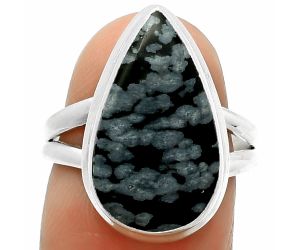 Natural Snow Flake Obsidian Ring size-7 SDR165024 R-1008, 11x19 mm